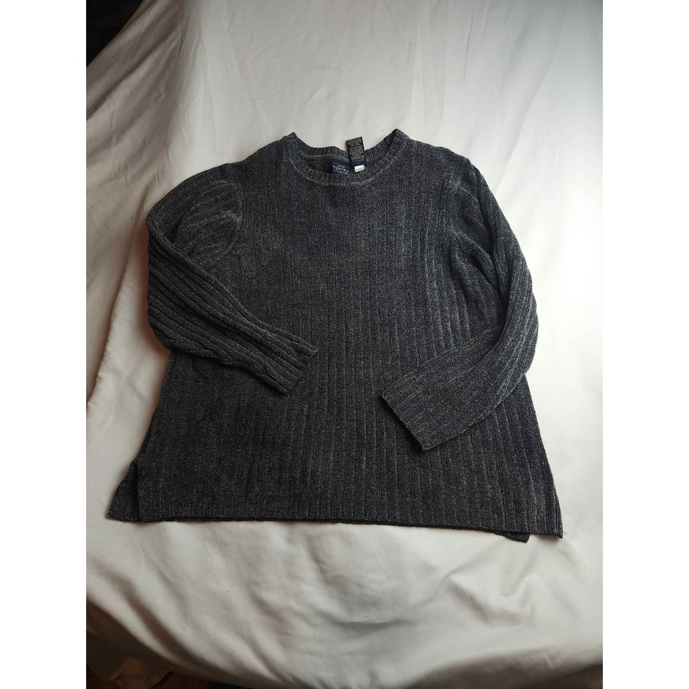 Sonoma Jean Company Woman Gray Chenille Ribbed Knit Sweater 1X Plus Pullover